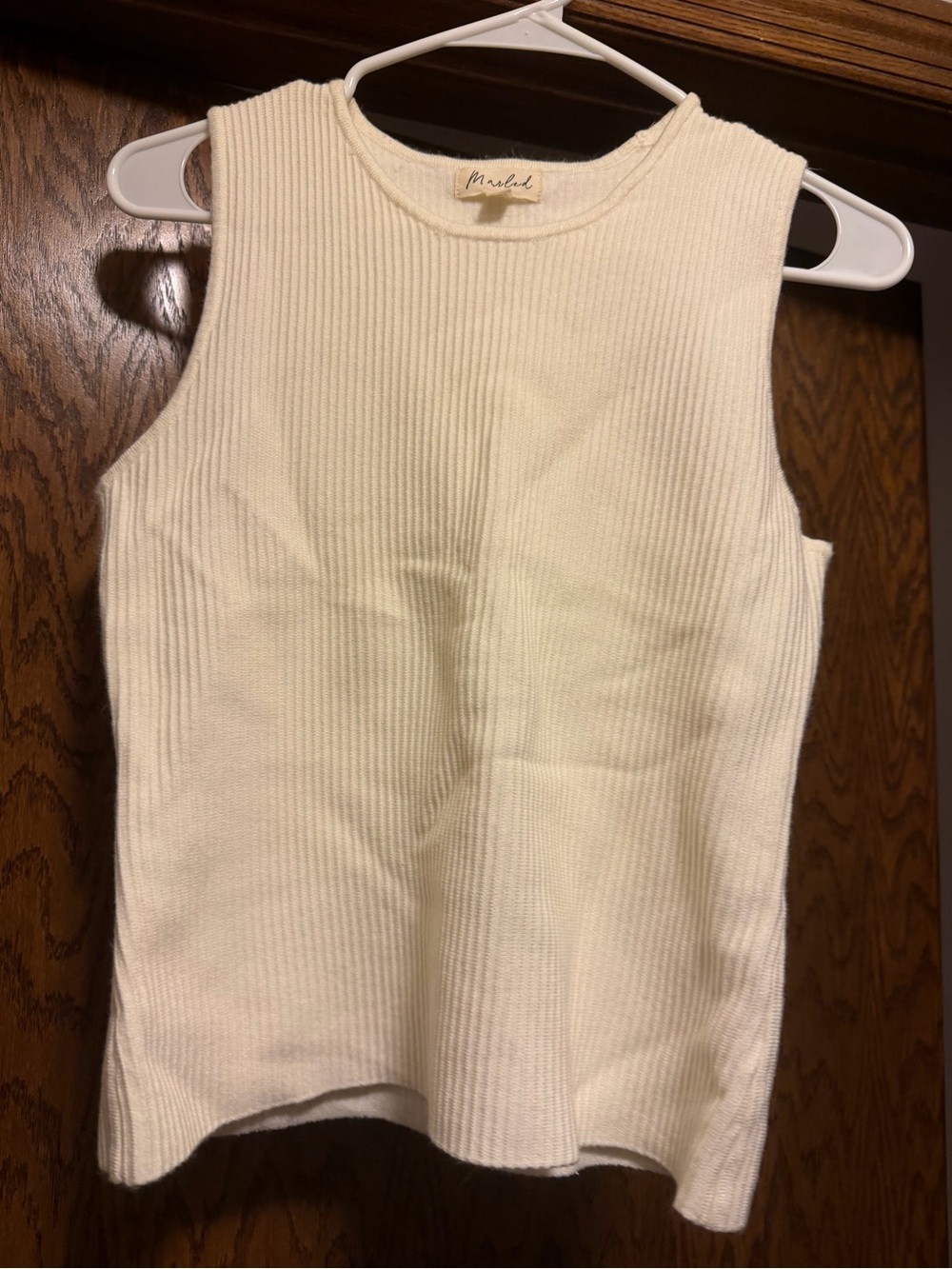 Marled Cream Ribbed Sleeveless Top
